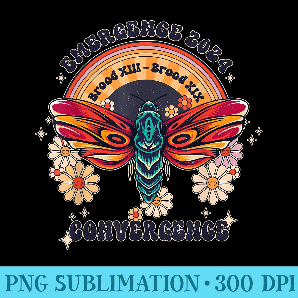 Retro Flying Insects Invasion Cicada Tour 2024 Event Vintage - PNG Clipart - Enhance Your Apparel with Stunning Detail