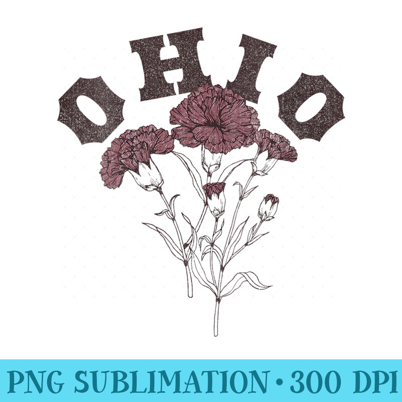 Womens Ohio Carnation Sketch - Unique Sublimation patterns - Bring Your Designs to Life