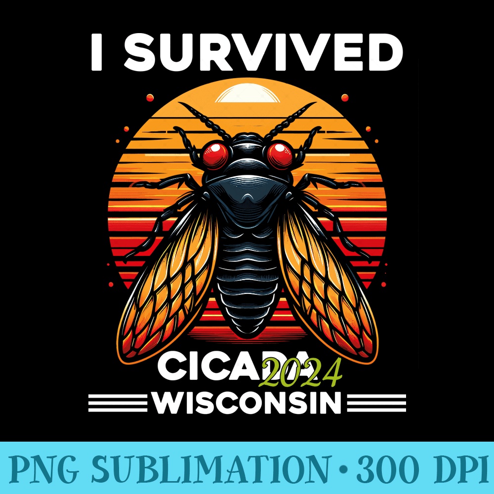 I Survived The Cicada Invasion 2024 Wisconsin Sweatshirt - Printable PNG Images - Perfect for Sublimation Mastery