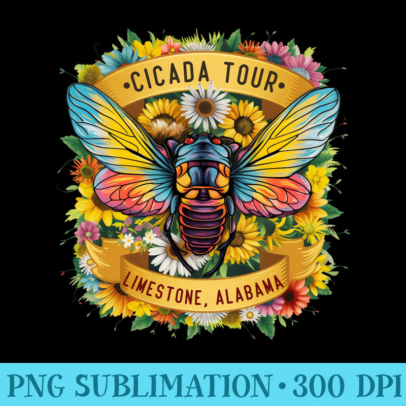 Cicada Tour 2024 Limestone Alabama Floral - Unique Sublimation PNG Download - Perfect for Sublimation Mastery