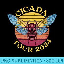 womens retro vintage cicada tour 2024 year of the cicada emergence - high resolution png designs