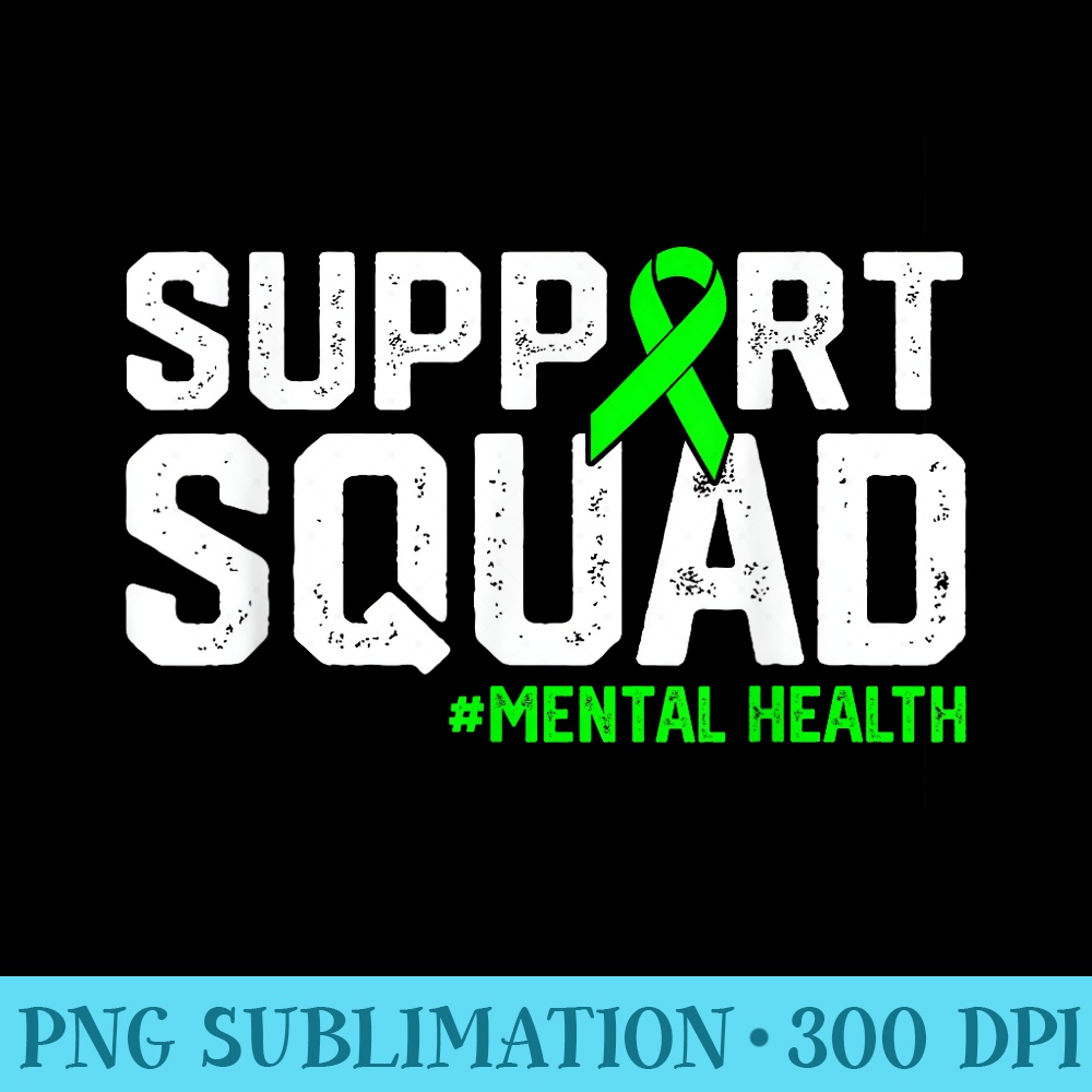 Support Squad Mental Health Awareness Lime Green Ribbon - PNG Graphics Download - Quick And Seamless Download Process