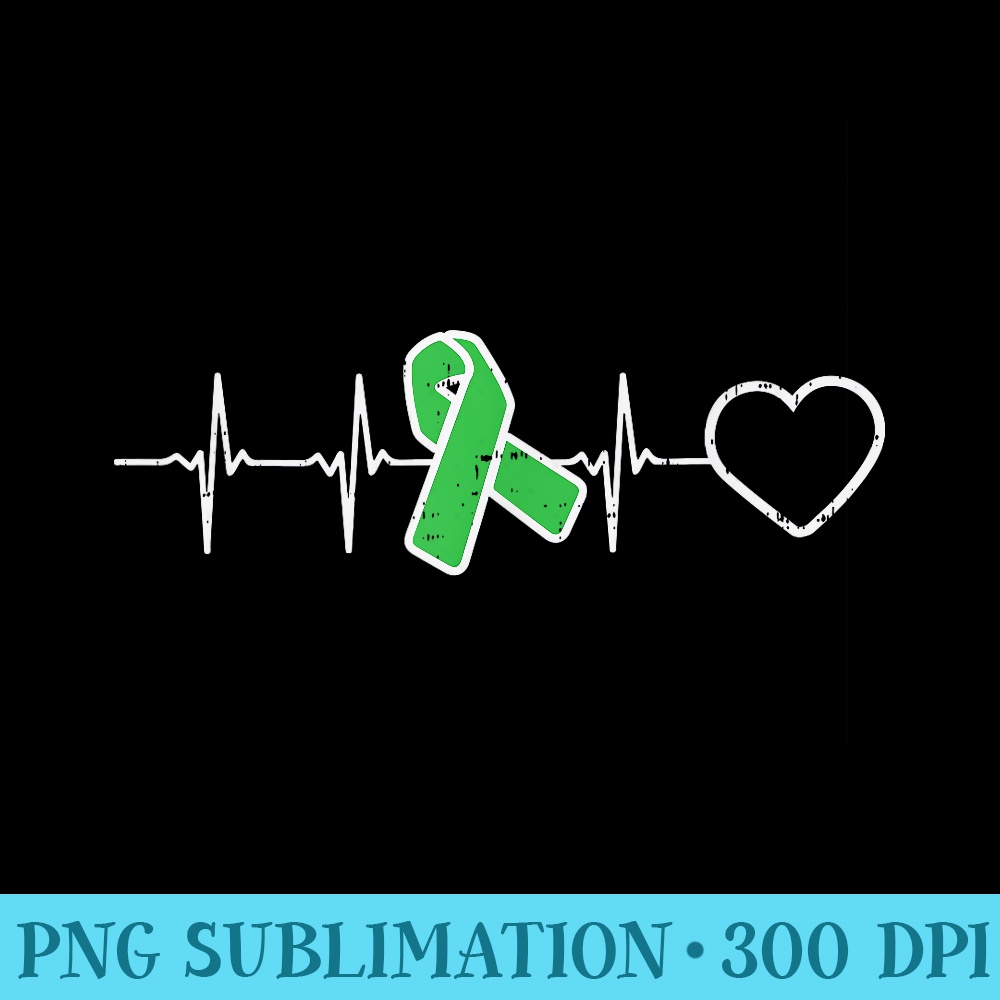 Mental Health Heartbeat Green Ribbon Awareness Men - High Resolution Shirt PNG - Stunning Sublimation Graphics