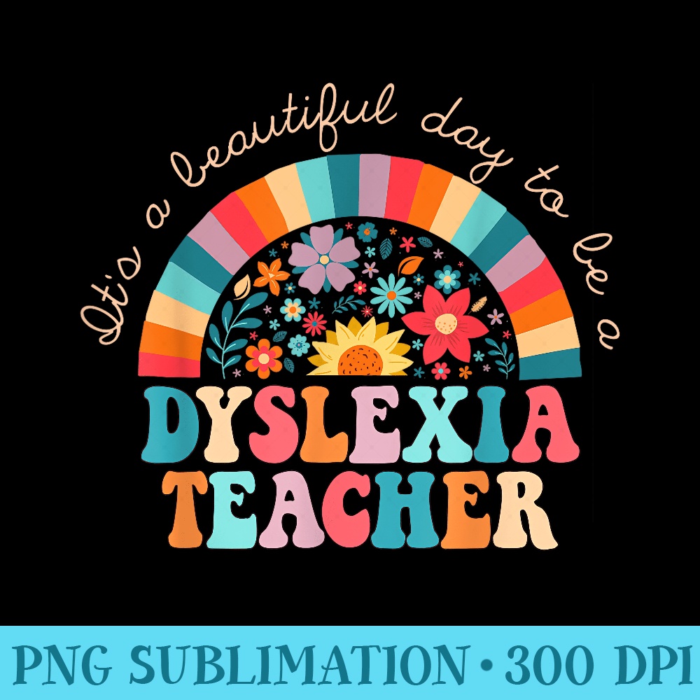 Dyslexia Teacher Retro Dyslexia SPED Therapist Rainbow - High Resolution Shirt PNG - Trendsetting And Modern Collections