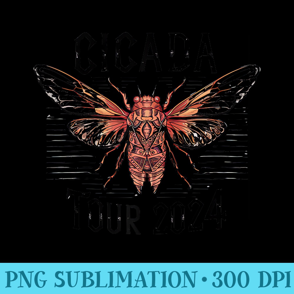 Cicada Tour 2024 Broods XIX XIII Emergence Cicada Comeback Raglan Baseball - Printable PNG Images - Instantly Transform Your Sublimation Projects