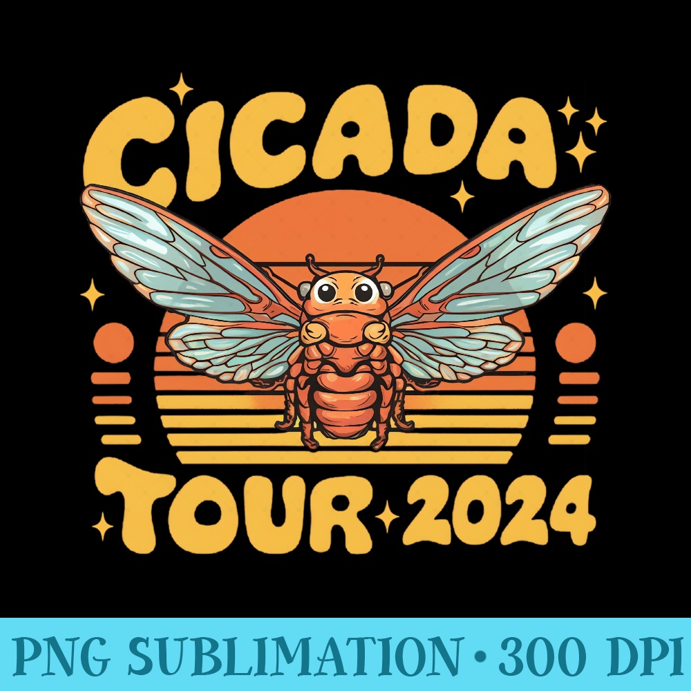 Retro Groovy Cicada Tour 2024 Year Of The Cicada Emergence Sweatshirt - PNG Clipart - Boost Your Success with this Inspirational PNG Download
