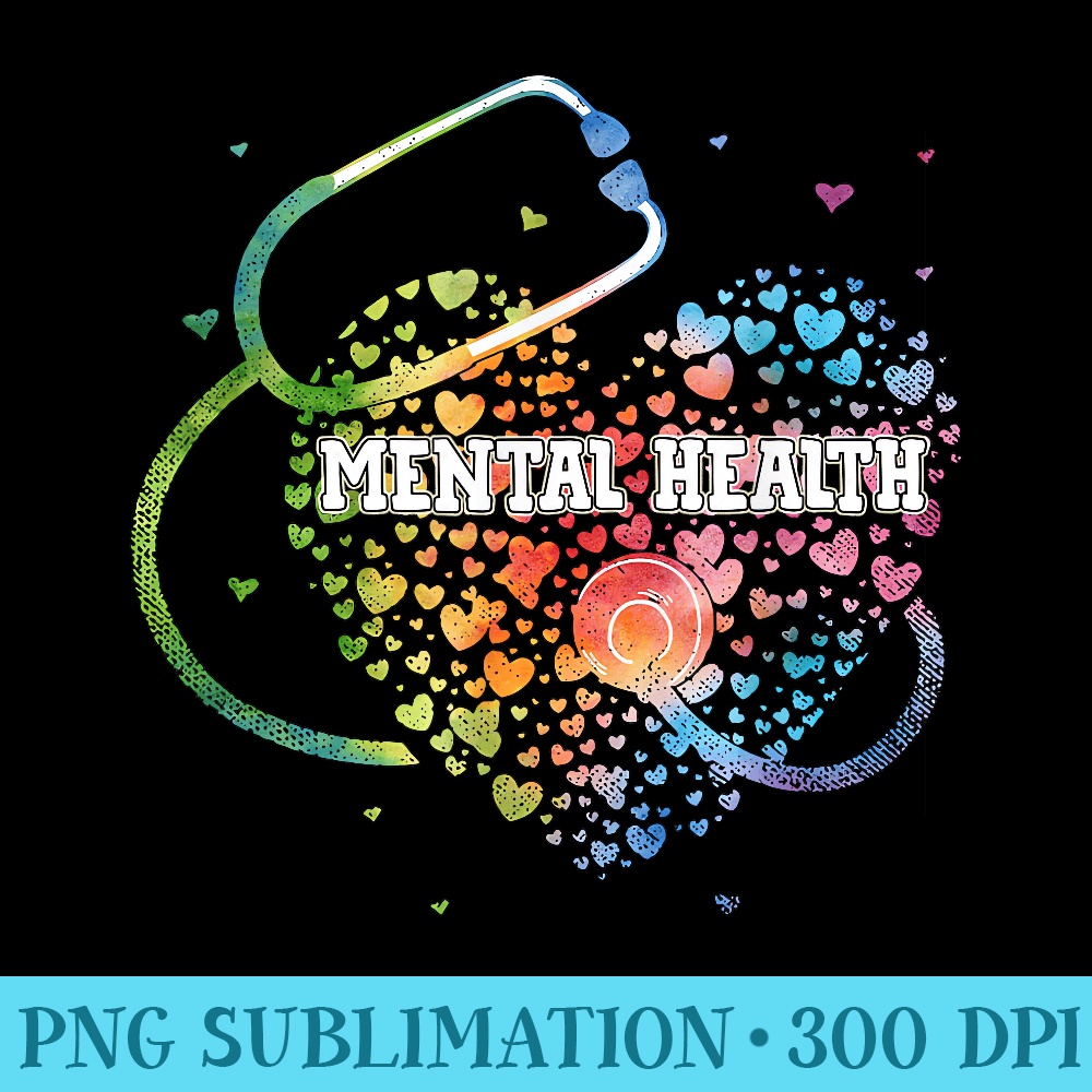 Mental Health Nurse Watercol Love Heart Scrub Stethoscope - PNG Download Database - Versatile And Customizable Designs