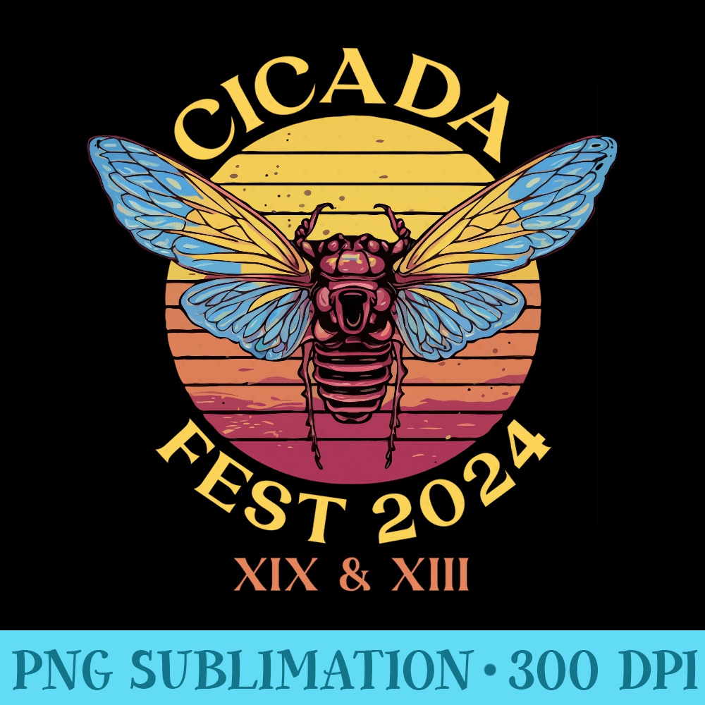 Retro Vintage Cicada Fest 2024 Broods XIX XIII Cicada Tour Sweatshirt - Unique PNG Artwork - Instant Access To Downloadable Files