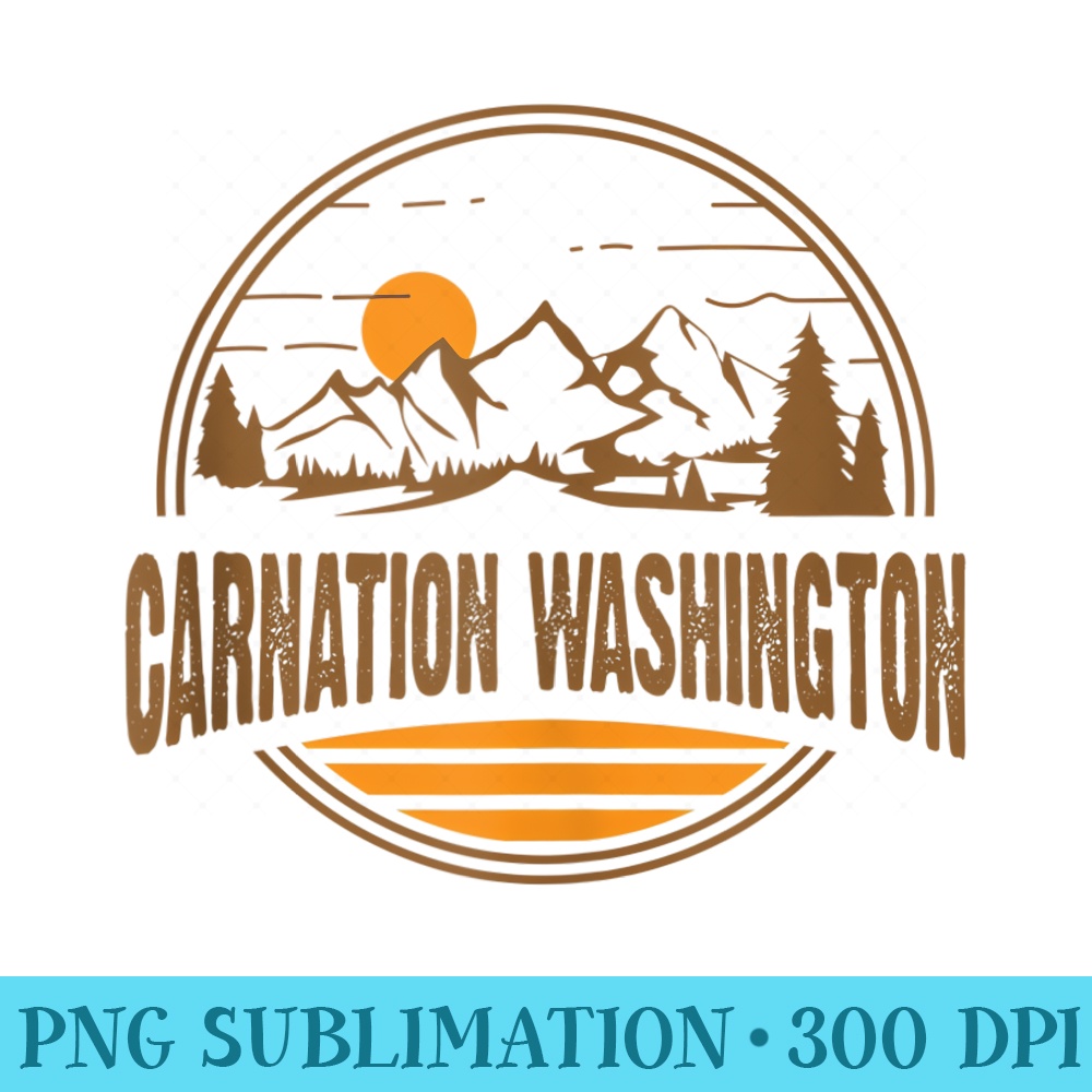 Vintage Carnation, Washington Mountain Hiking Print - Mug Sublimation PNG - Perfect for Sublimation Art