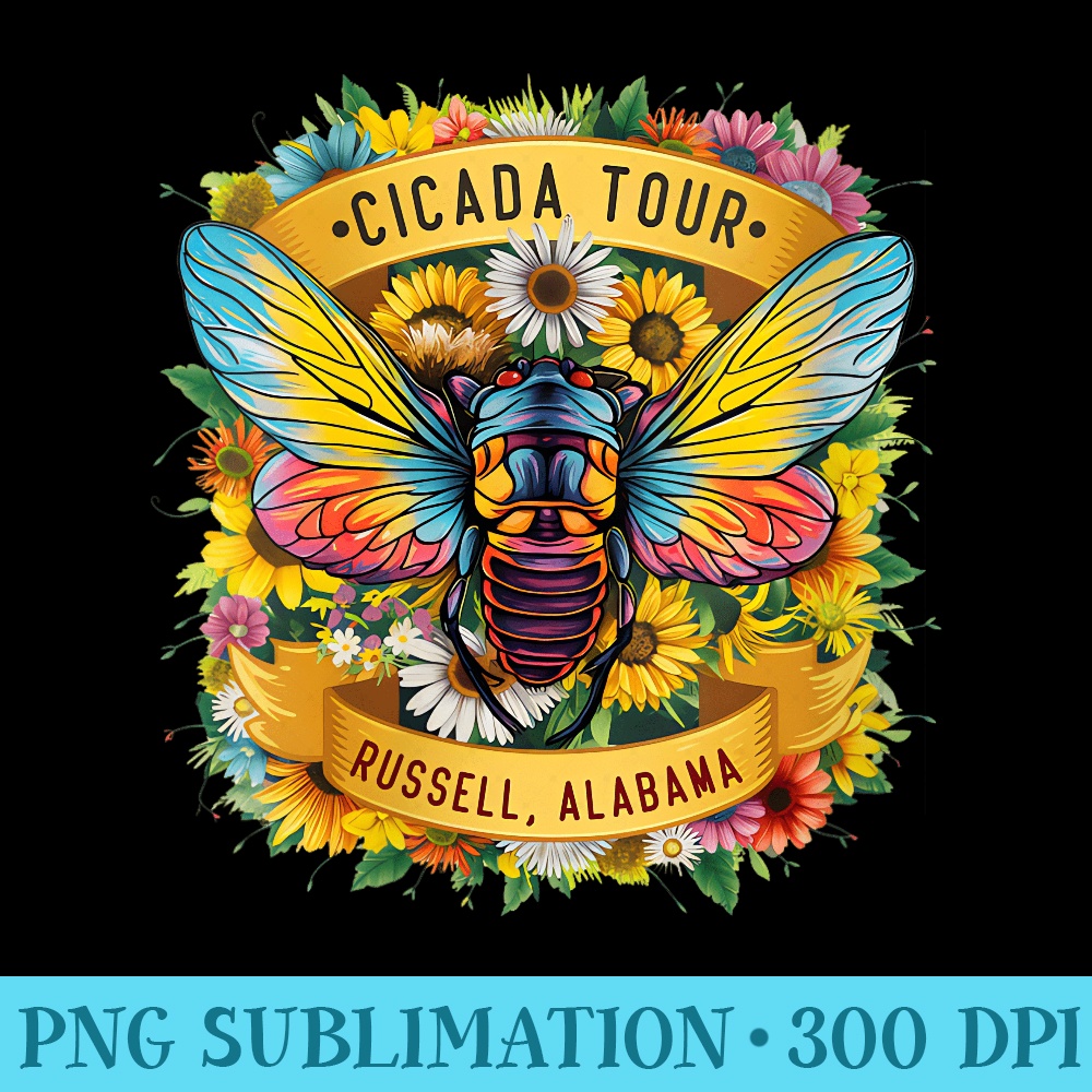 Womens Cicada Tour 2024 Russell Alabama Floral - PNG Prints - Versatile And Customizable Designs