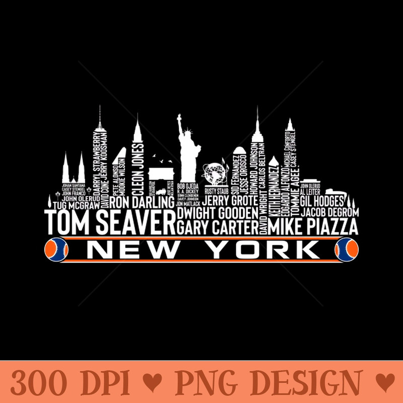 New York Baseball Team All Time Legends, New York City Skyline - High Resolution PNG image download - Lifetime Access To Purchased Files
