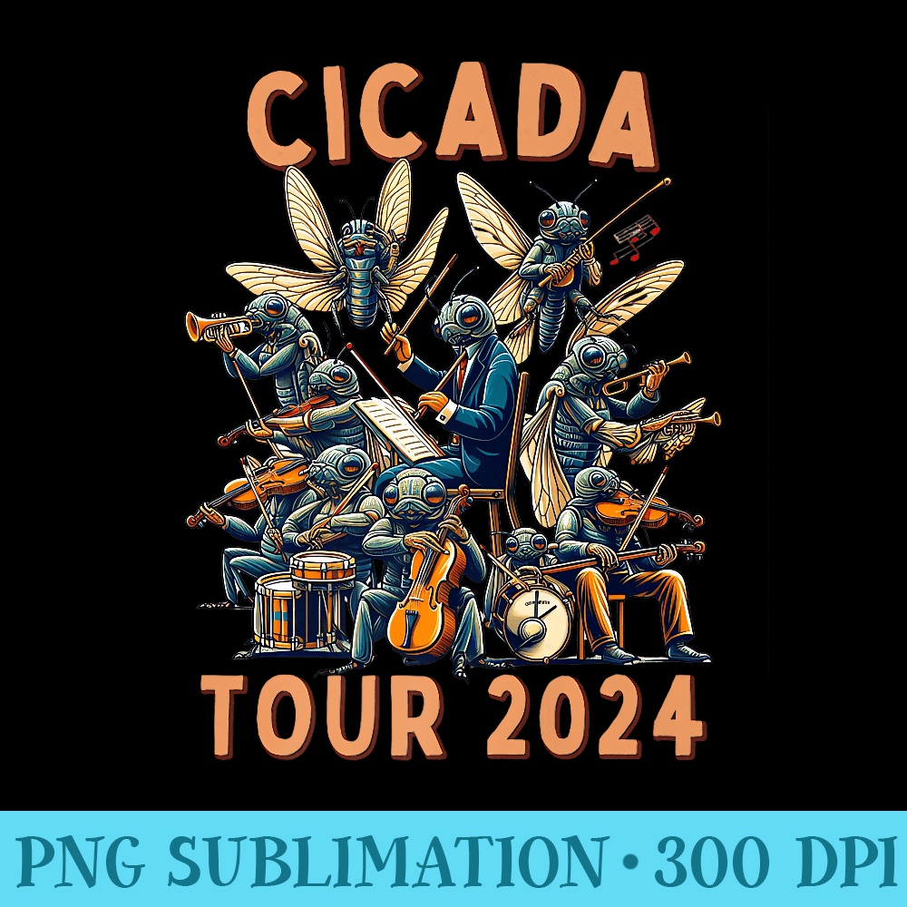 Cicada Tour 2024 Invasion Entomology Funny Cicada Orchestra Premium - PNG design downloads - Trendsetting And Modern Collections