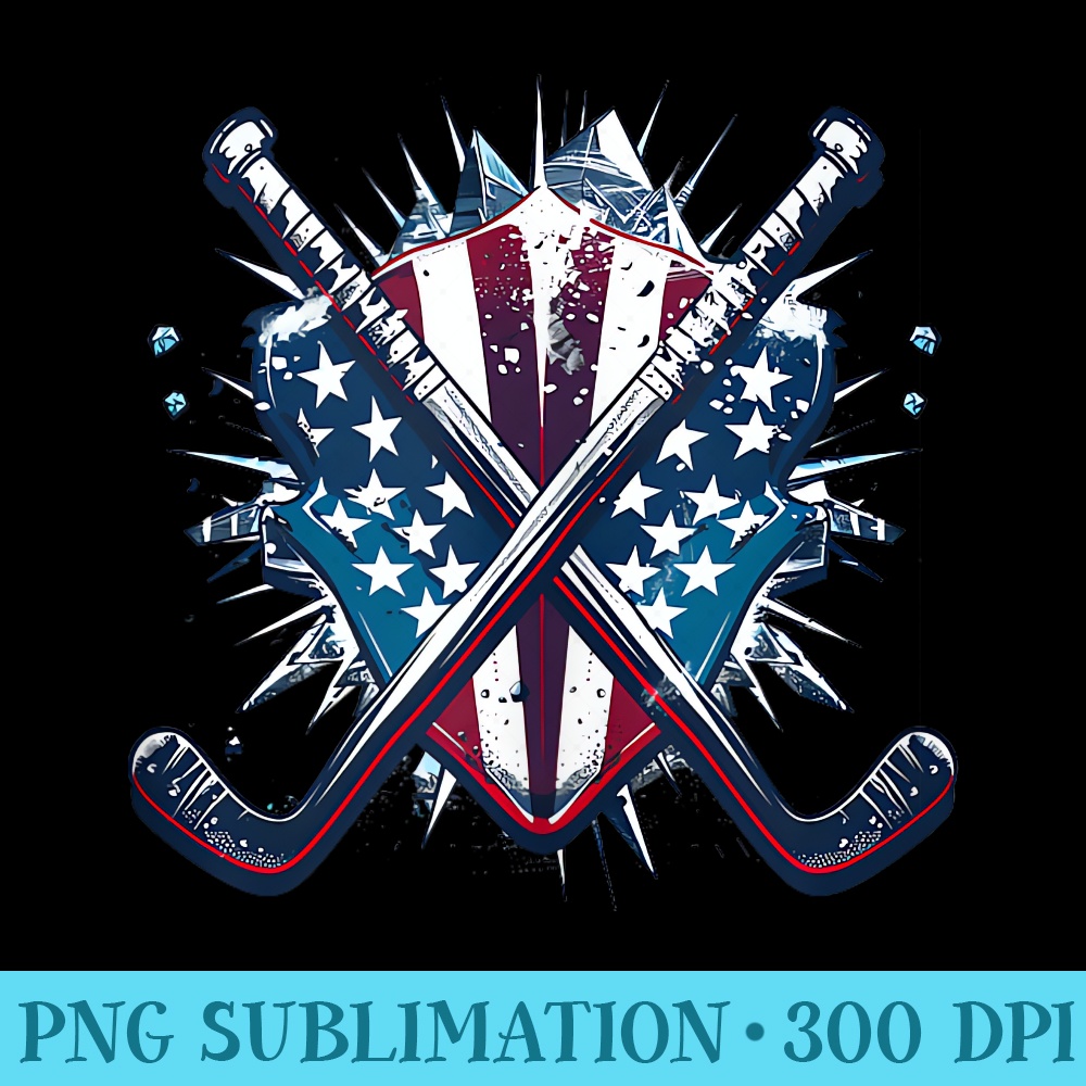 Hockey Stick American Flag Design 4th Of July Hockey - Download PNG Files - Capture Imagination with Every Detail