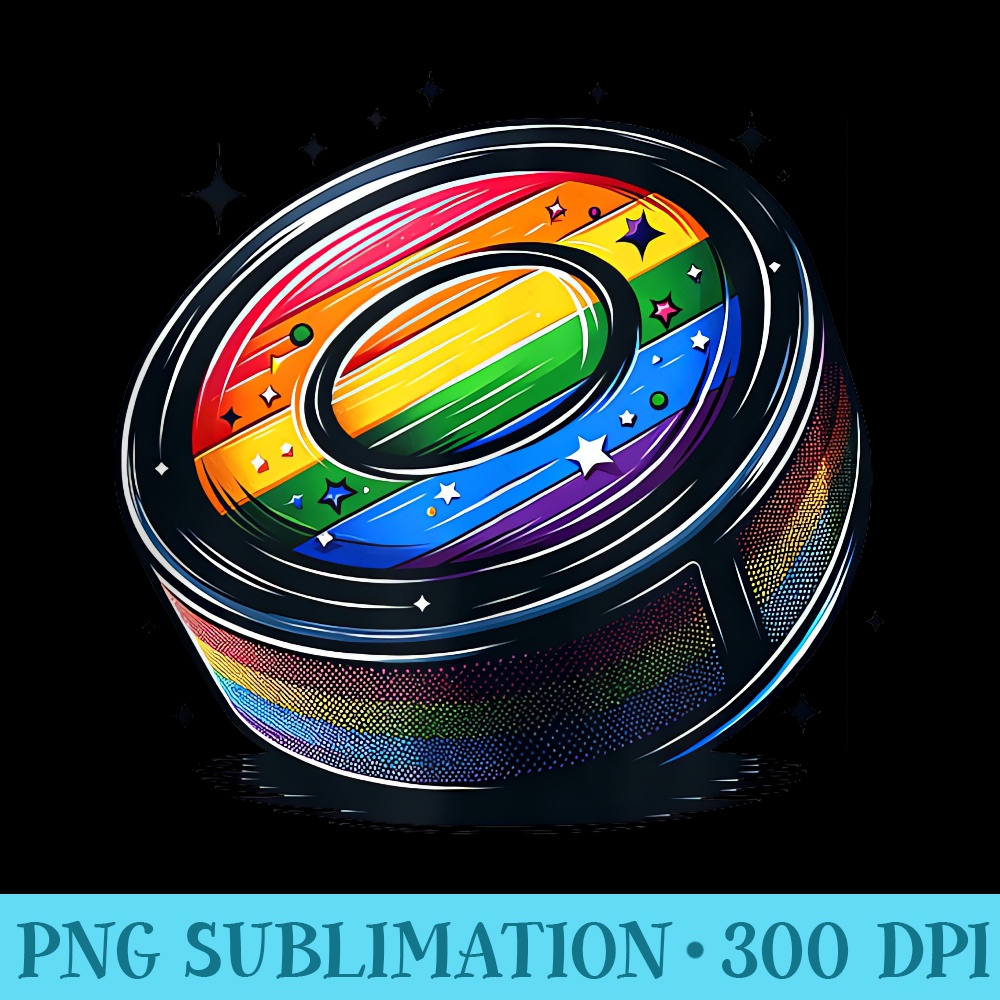 Rainbow Color Ice Hockey Puck LGBTQ Gay Pride Support Player - Sublimation printables PNG download - Unlock Vibrant Sublimation Designs