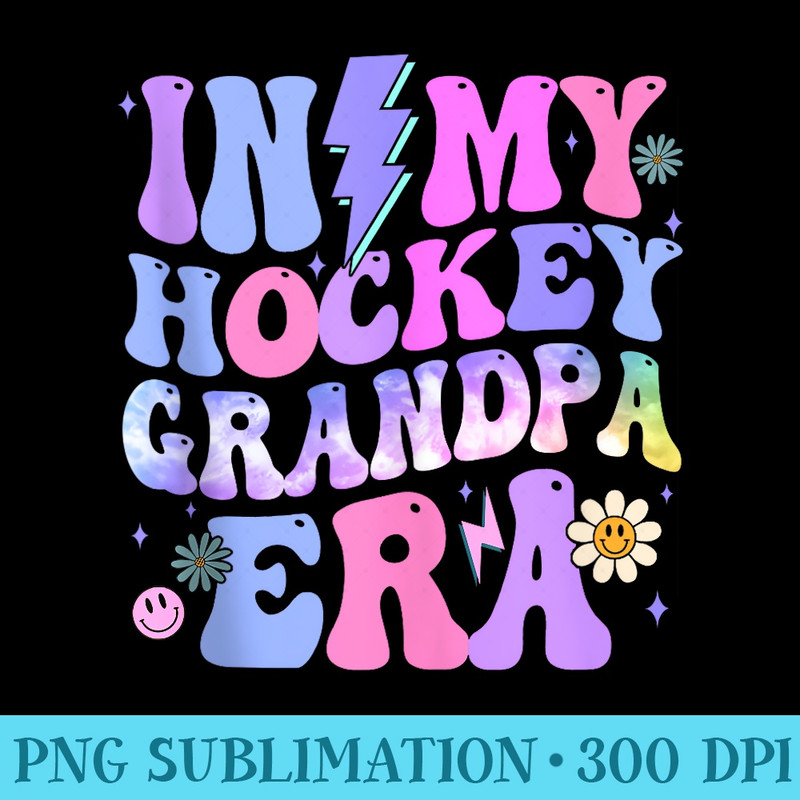 Groovy Tie Dye In My Hockey Grandpa Era - Download Transparent PNG Images - High Resolution And Print-Ready Designs