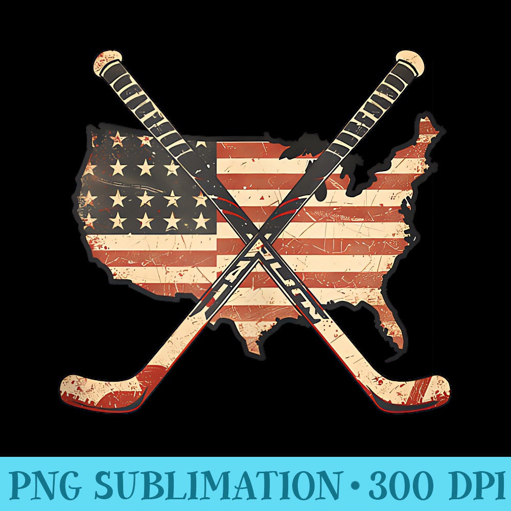 American Map Sticks Design 4th Of July Hockey - PNG Download Library - Unlock Vibrant Sublimation Designs