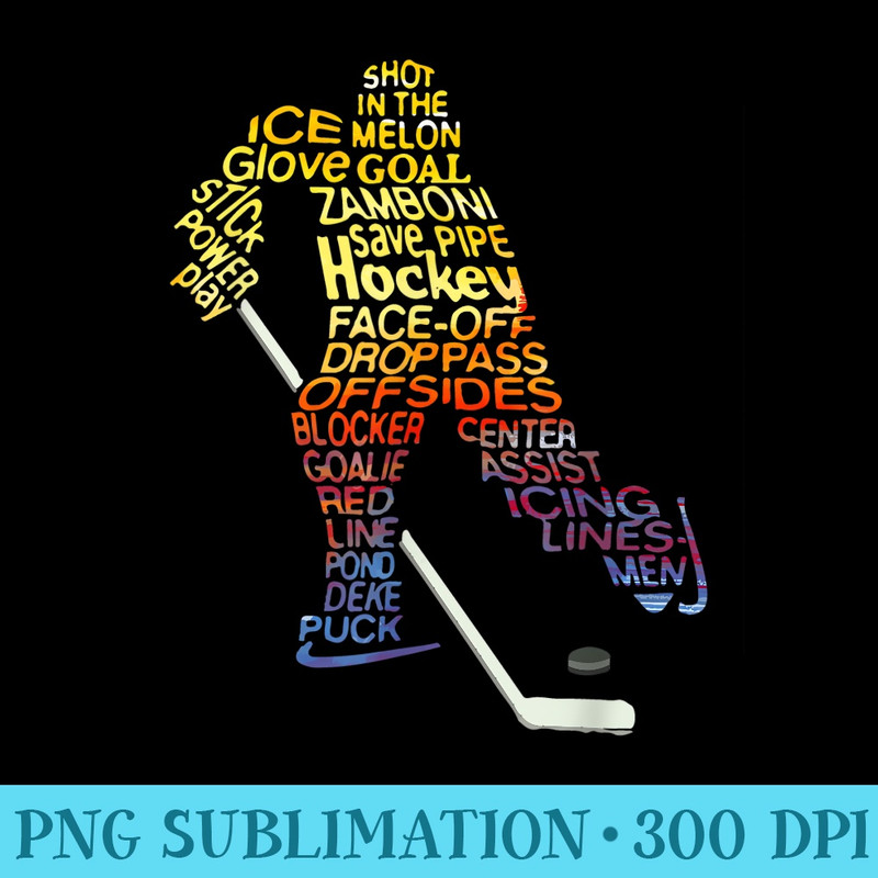 Hockey Apparel Hockey Hockey Word Cloud - Shirt Artwork PNG - Stunning Sublimation Graphics