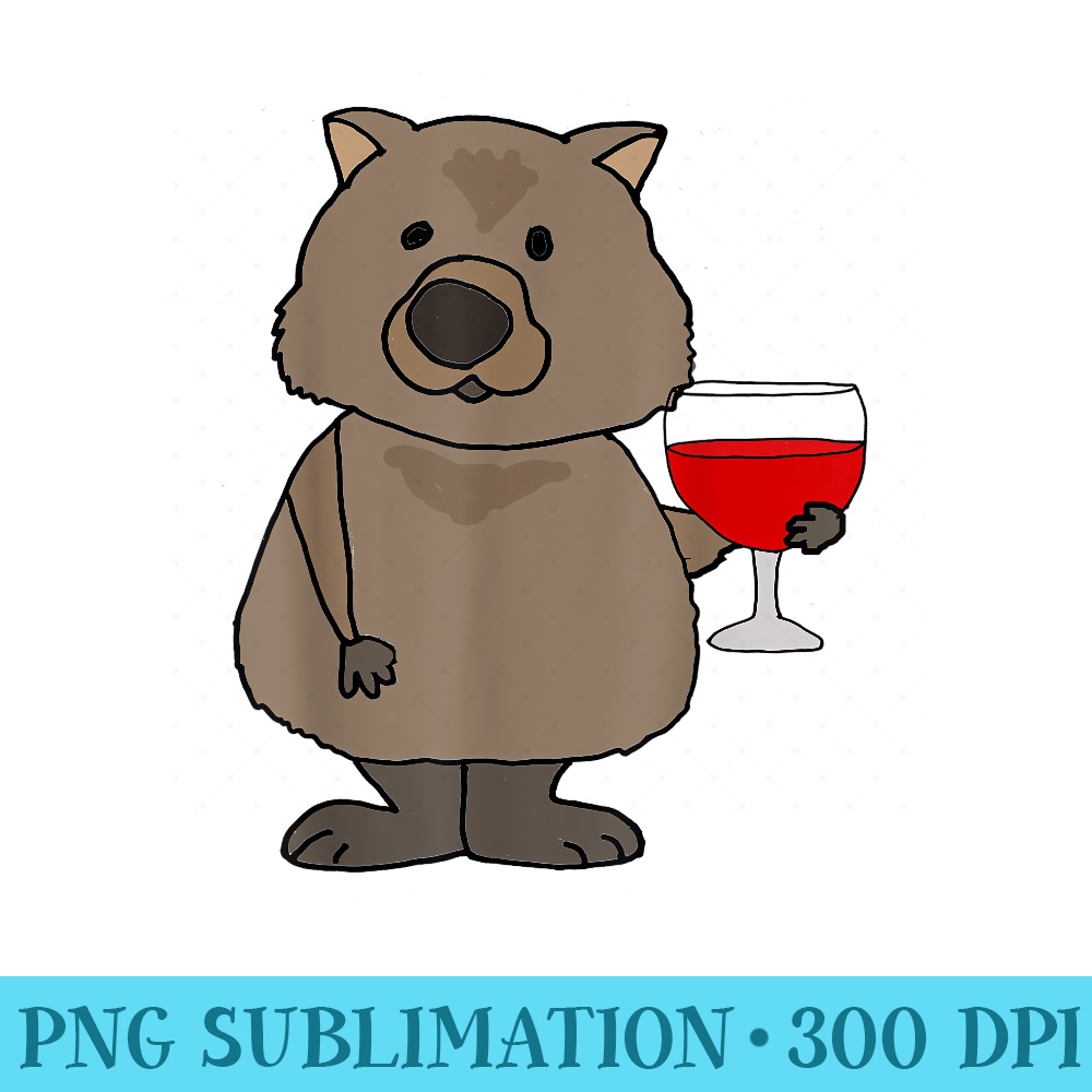 Smiletodaytees Cute Wombat Drinking Wine - Download PNG Files - Vibrant and Eye-Catching Typography