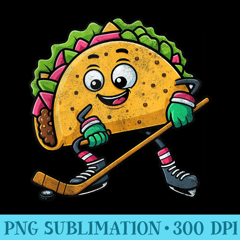 Taco Playing Hockey Funny Hockey Mexican Cinco De Mayo - Shirt Graphic Resources - Perfect for Personalization