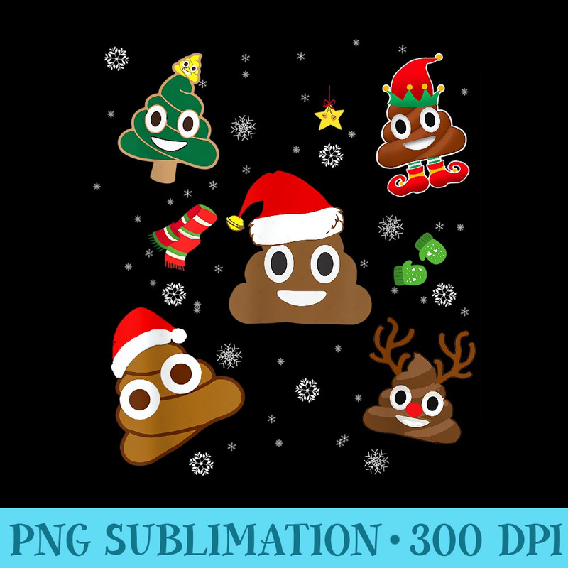 Christmas Poop Face Emoticon Santa Hat Funny Xmas - PNG Graphics Download - Enhance Your Apparel with Stunning Detail