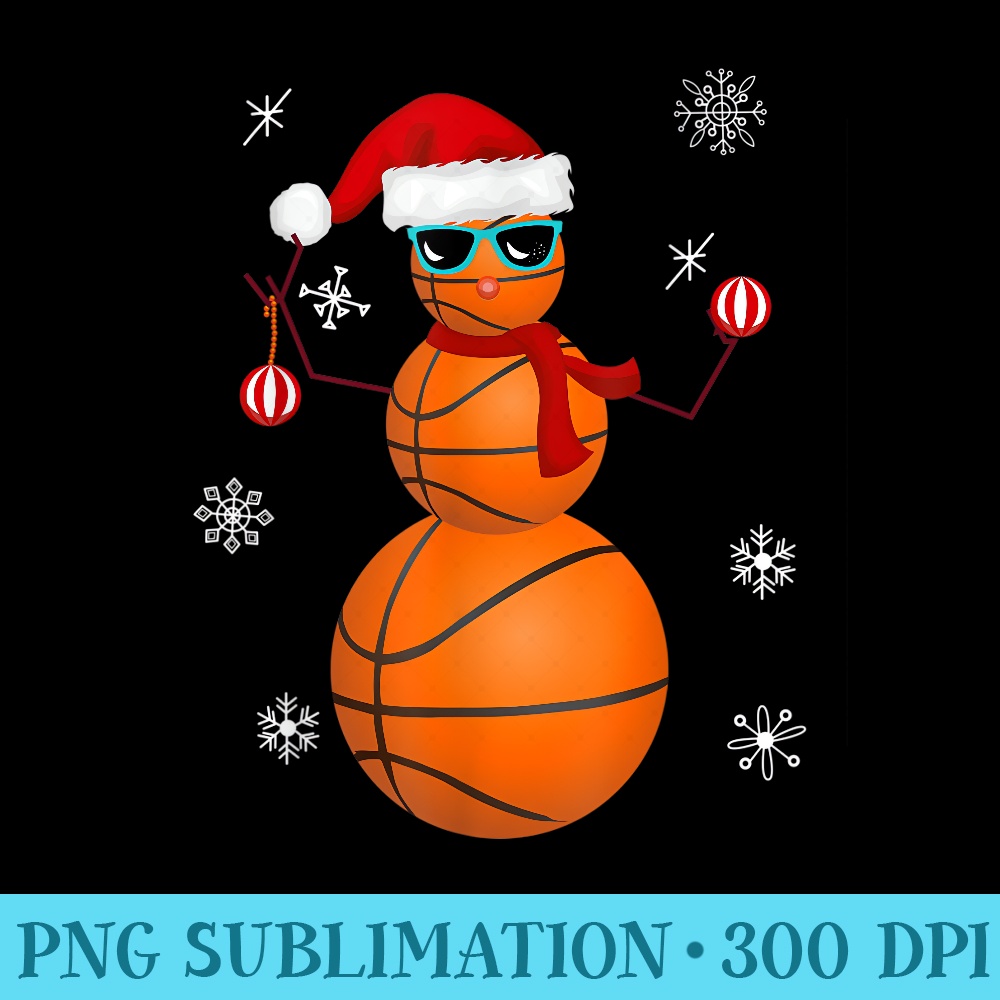 Basketball Snowman Santa Claus Christmas Hat Funny Baller - PNG Sublimation - Vibrant and Eye-Catching Typography