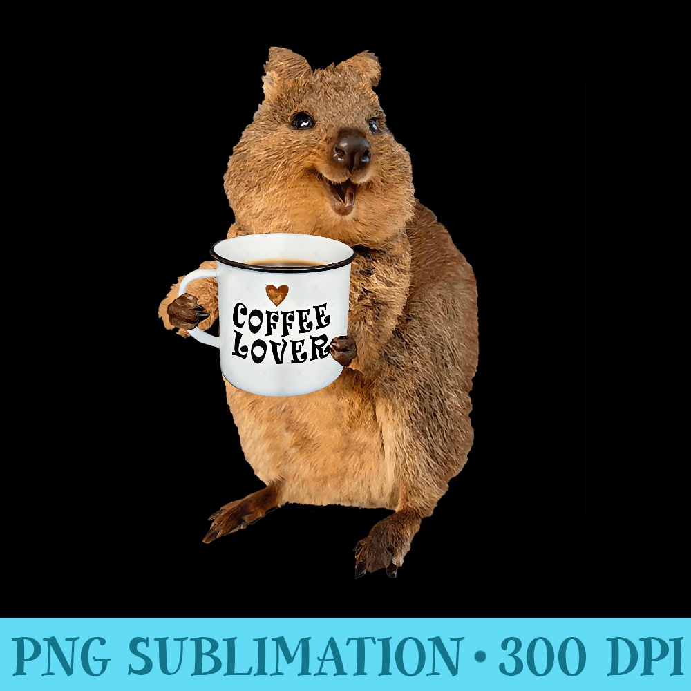 Kawaii Quokka Holding Coffee Mug - Shirt Artwork Download - Easy-To-Print And User-Friendly Designs