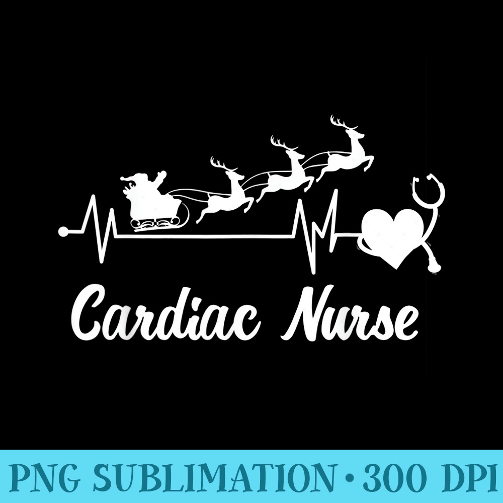Christmas Heartbeat Santa Cardiac Care Nurse Nursing Xmas - Shirt Artwork PNG - Unlock Vibrant Sublimation Designs