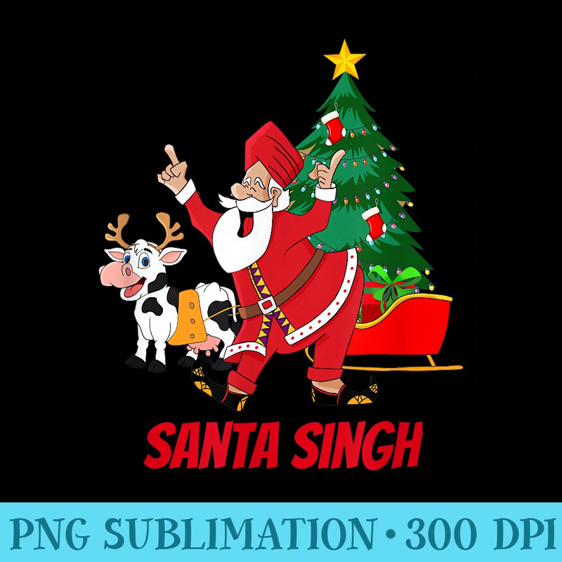 Funny Mens Punjabi Indian Bhangra Dancing Santa Claus Singh - Unique PNG Artwork - Limited Edition And Exclusive Designs