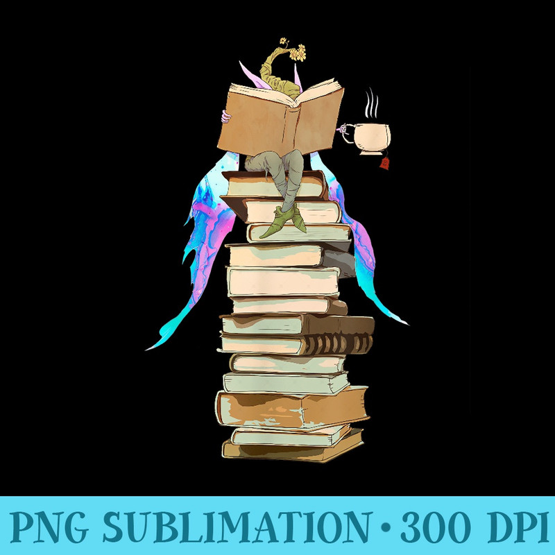 Fairy books, tea, coffee gift - PNG Download Graphic - Versatile And Customizable Designs