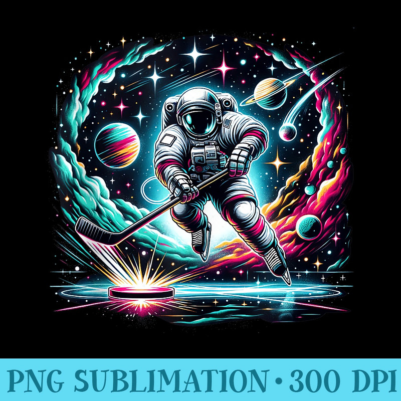 Funny Space Ice Hockey Astronaut on Ice Hockey player - Transparent PNG Download - Unlock Vibrant Sublimation Designs