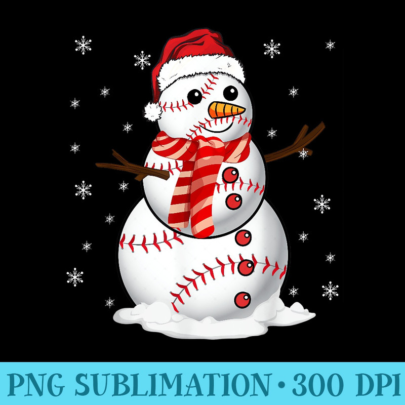 Funny Chillin Snowman Baseball Ball Santa Hat Christmas - PNG Download Artwork - Perfect for Creative Projects