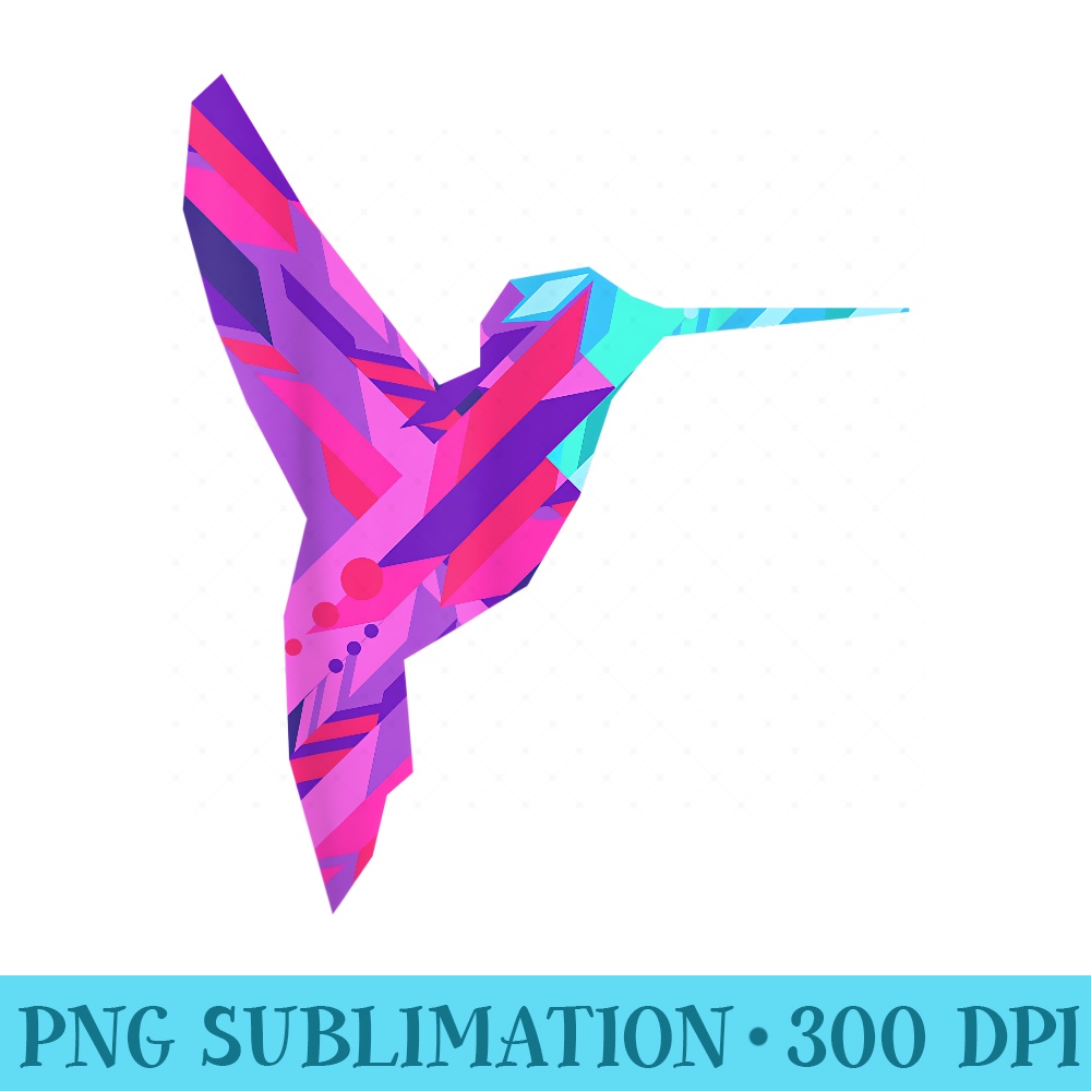 Colorful Fractal Geometric Hummingbird - PNG Image Library Download - Quick And Seamless Download Process