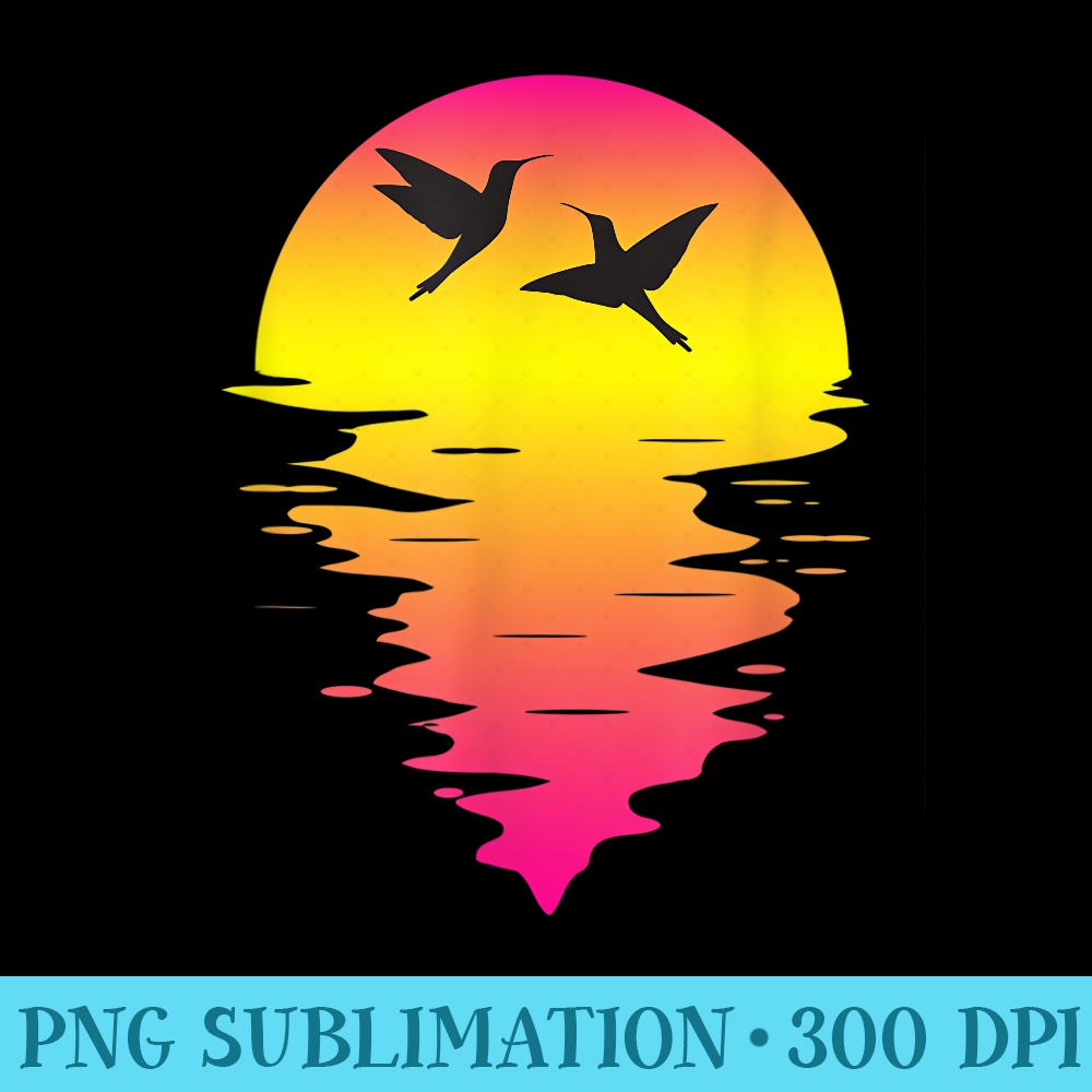 Hummingbird Vintage Retro Sunset Hummingbirds - PNG Download Gallery - Stunning Sublimation Graphics