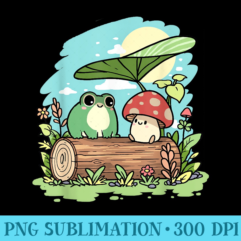 Kawaii Cottagecore Frog Mushroom Best Friend Goblincore - Sublimation clipart PNG - Boost Your Success with this Inspirational PNG Download
