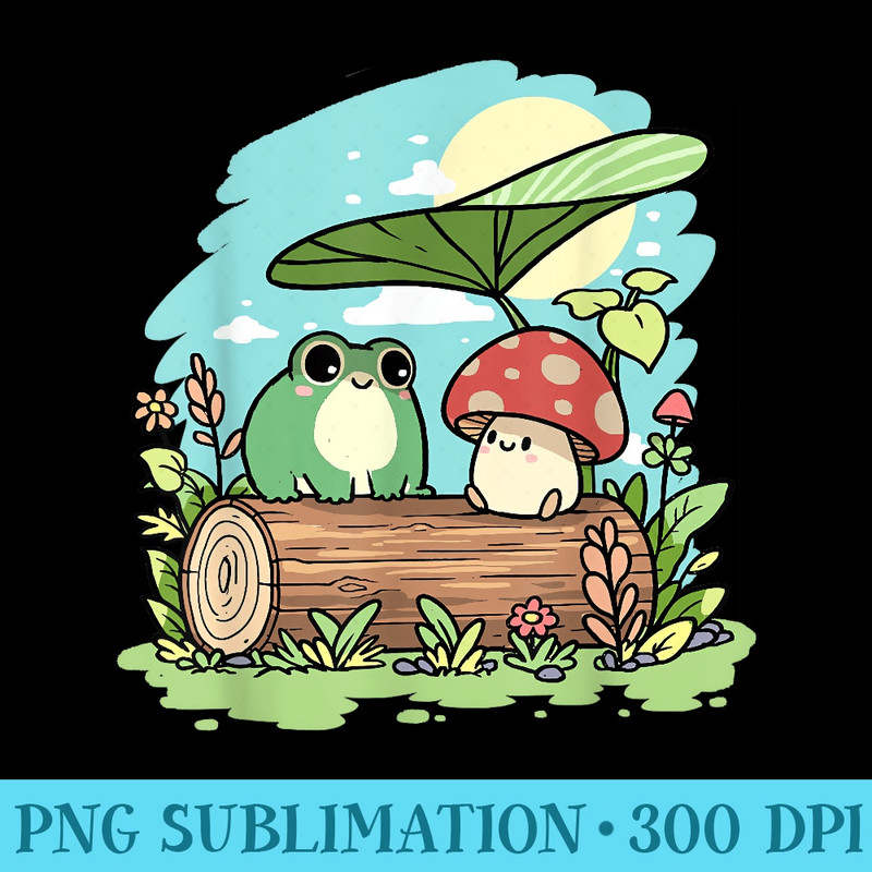 Kawaii Cottagecore Frog Mushroom Best Friend Goblincore - Sublimation clipart PNG - Boost Your Success with this Inspirational PNG Download