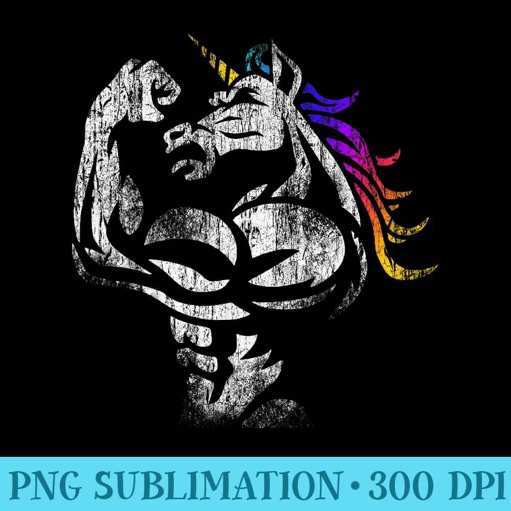 Muscle Unicorn Workout Fathers Day Weightlifting Gym - Blank Shirt Template PNG - Unique And Exclusive Designs
