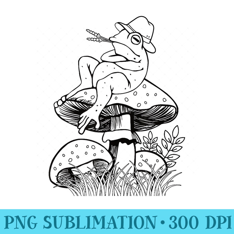 Cottagecore Aesthetic Frog Mushroom Toad Goblincore - Shirt Printing Template PNG - Spice Up Your Sublimation Projects