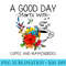 Womens A Good Day Starts With Coffee And Hummingbird - Unique Sublimation PNG Download - Easy-To-Print And User-Friendly Designs