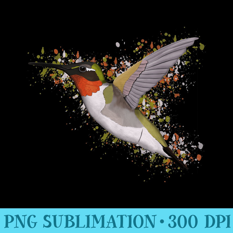 Ruby Throated Hummingbird Bird Birder Birdlover Birdwatcher - Blank Shirt Template PNG - Spice Up Your Sublimation Projects