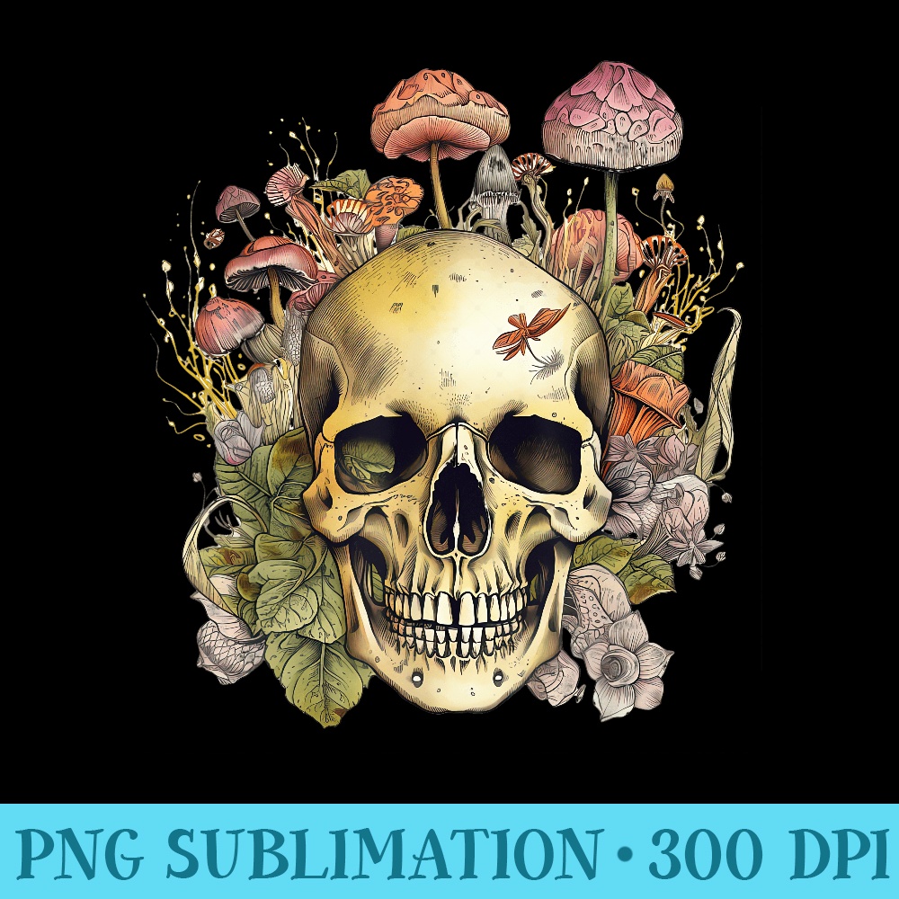 Mushroom Cottagecore Aesthetic Goblincore Fun Skull Crystals - PNG Image Library Download - Unleash Your Inner Rebellion