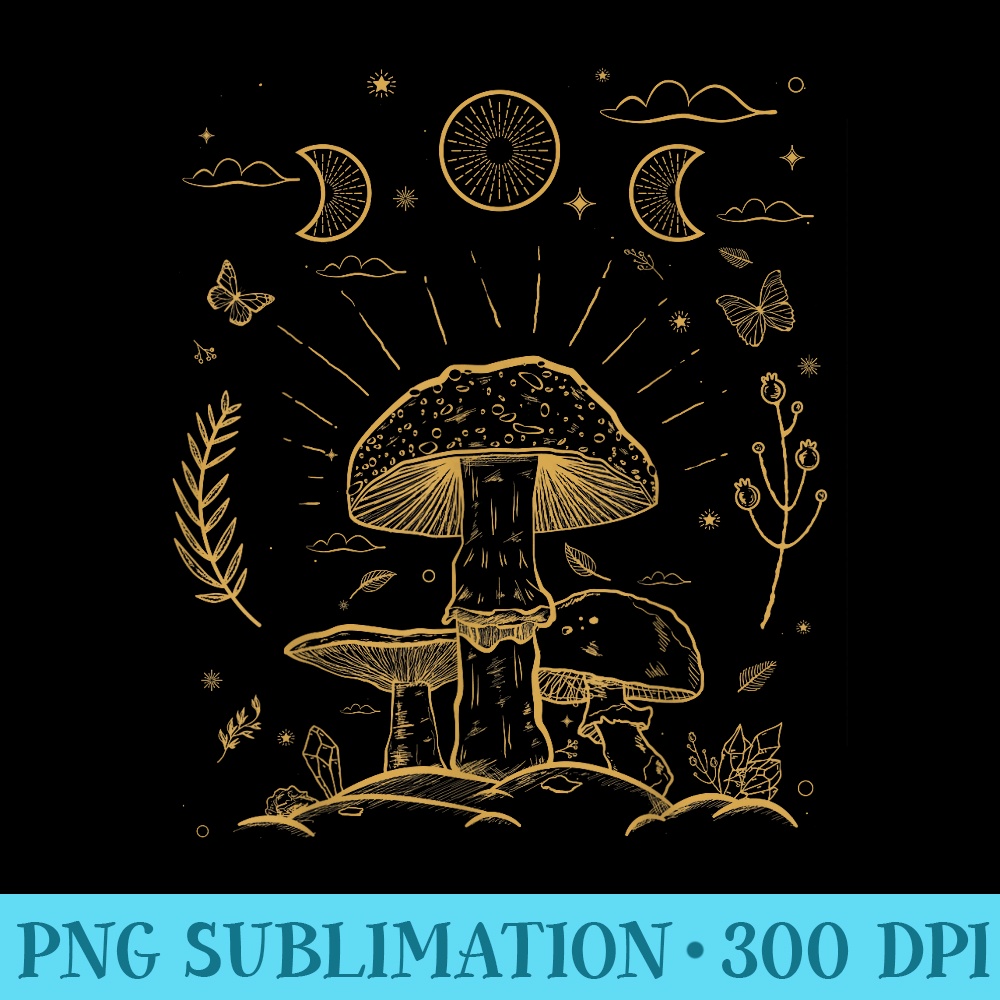 Dark Academia Goblincore Aesthetic Cottagecore Mushroom - PNG File Download - Easy-To-Print And User-Friendly Designs