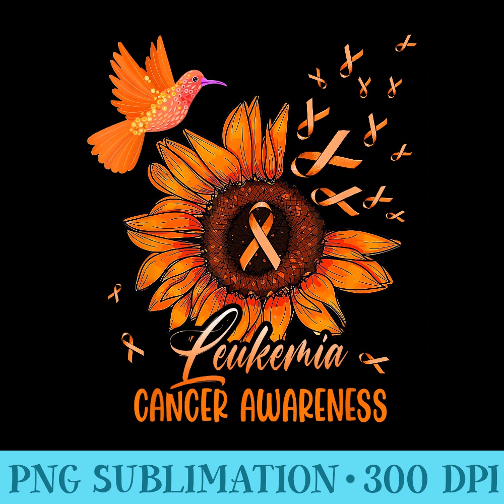 Hummingbird Orange Sunflower Leukemia Cancer Awareness - PNG Transparent Background Download - Stunning Sublimation Graphics