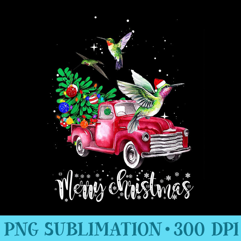Hummingbird Christmas Ride Red Truck - PNG Image Download - Create with Confidence