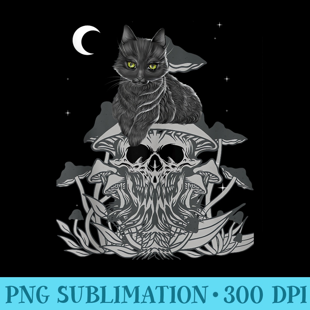 Goblincore Aesthetic Dark Academia Cat Mushroom Skull - Digital PNG Downloads - Instant Access To Downloadable Files