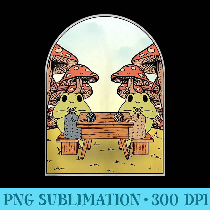 Cottagecore Aestehtic Frog Knitting Knitter Yarn Goblincore - PNG Transparent Background Download - Unleash Your Inner Rebellion