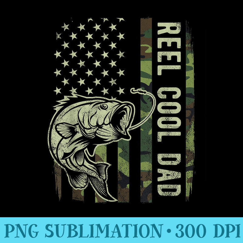 Reel Cool Dad Camouflage American Flag Fathers Day - Shirt Graphic Resources - Enhance Your Apparel with Stunning Detail