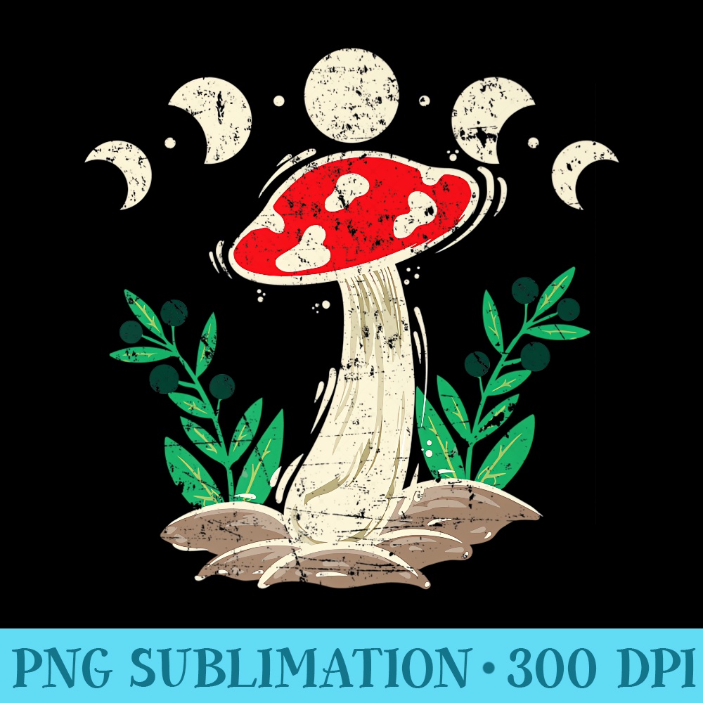 Cottagecore Aesthetic Goblincore Mushroom Moon Phases Magic Premium - PNG Download Library - Quick And Seamless Download Process