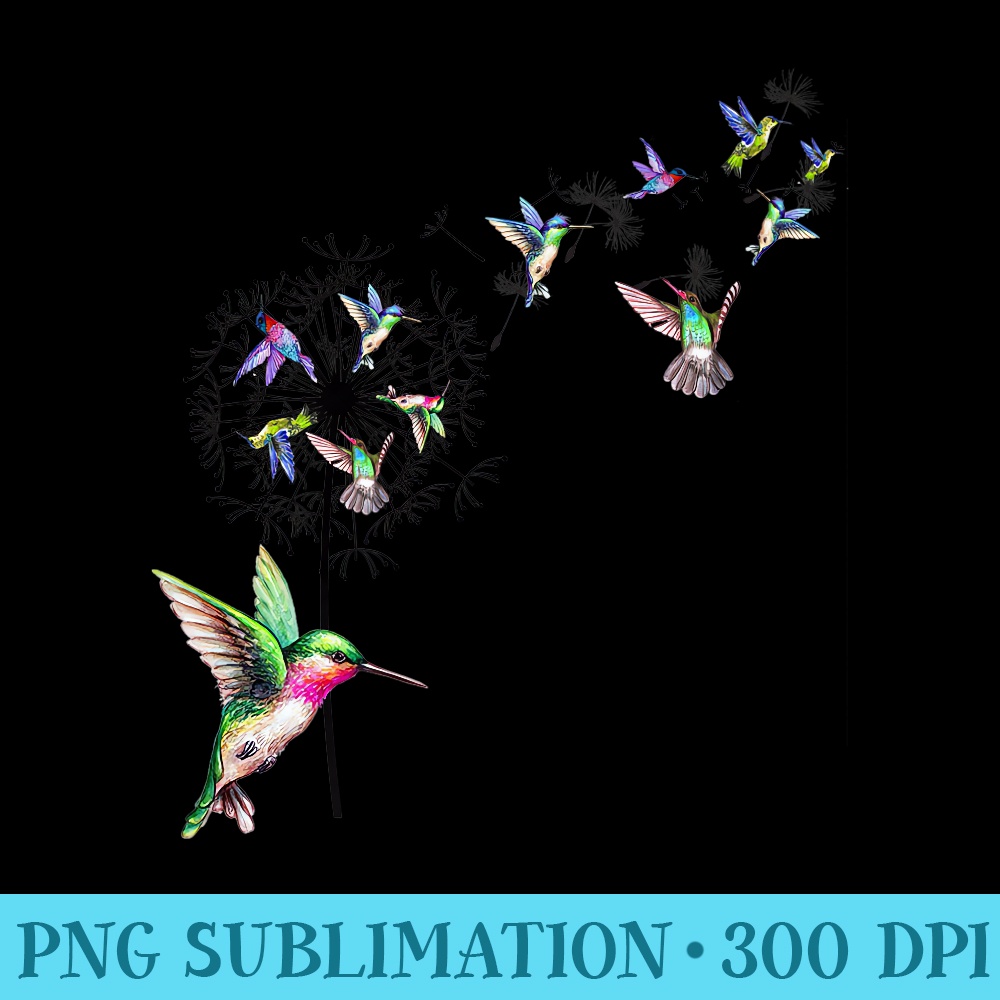 Bird Hummingbird Dandelion Flowers For Women Men Premium - Shirt Graphic Resources - Unleash Your Creativity