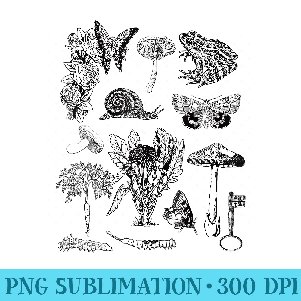 Frog, Insects and Mushrooms Goblincore Aesthetic Cottagecore - Shirt Graphic Resources - Unlock Vibrant Sublimation Designs