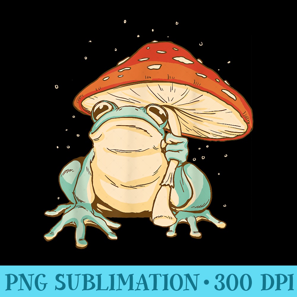 Frog and Mushroom Cottagecore Goblincore - PNG Download - Enhance Your Apparel with Stunning Detail